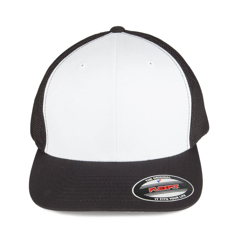 FlexFit White Front Trucker Cap - Black/White - Image 2