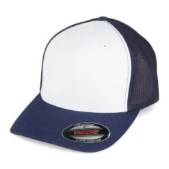 FlexFit White Front Trucker Cap - Navy/White