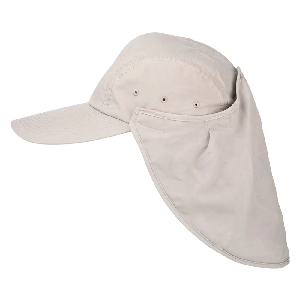 Dorfman Pacific Hats Removable Sun Shield Flap Cap - Khaki