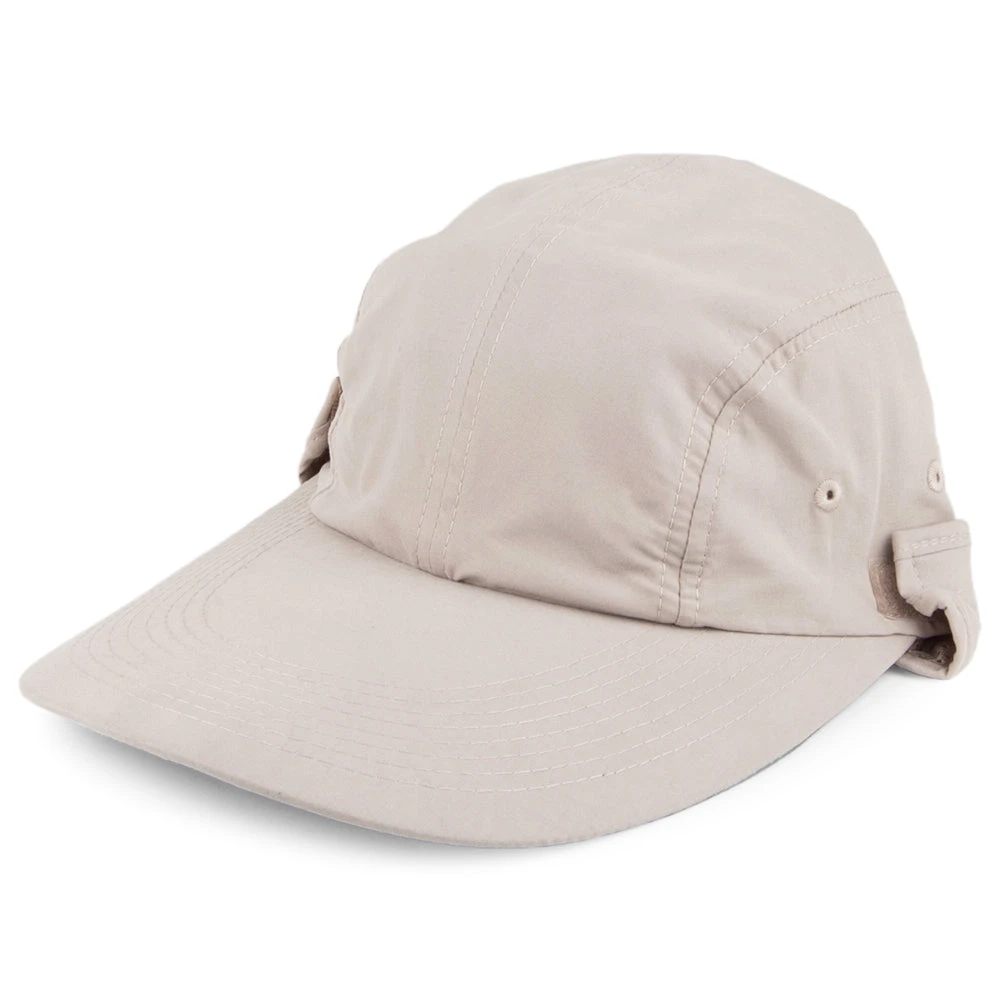 Dorfman Pacific Hats Removable Sun Shield Flap Cap - Khaki - Image 3