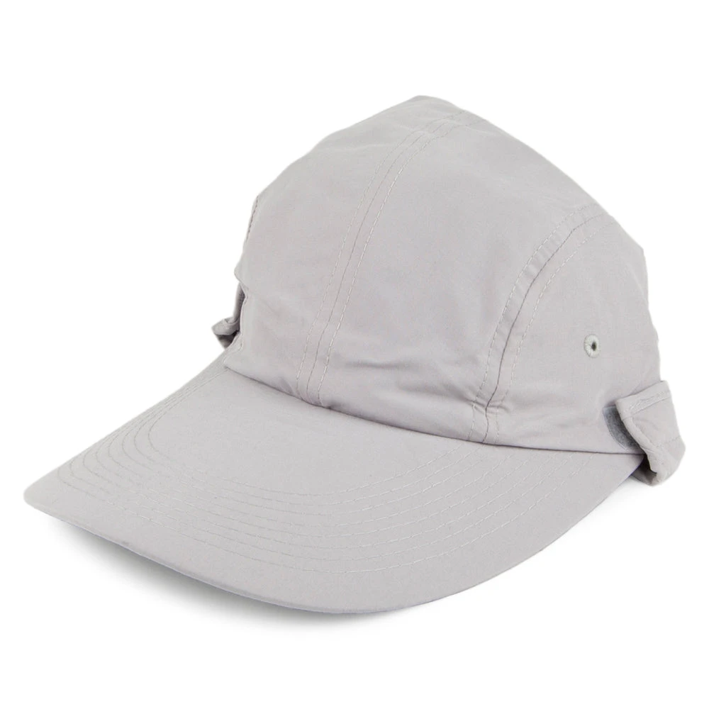Dorfman Pacific Hats Removable Sun Shield Flap Cap - Grey - Image 3