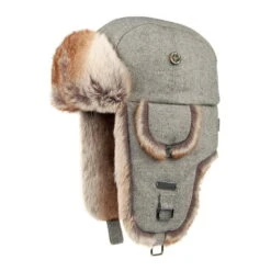 Barts Hats Kamikaze Herringbone Trapper Hat - Grey