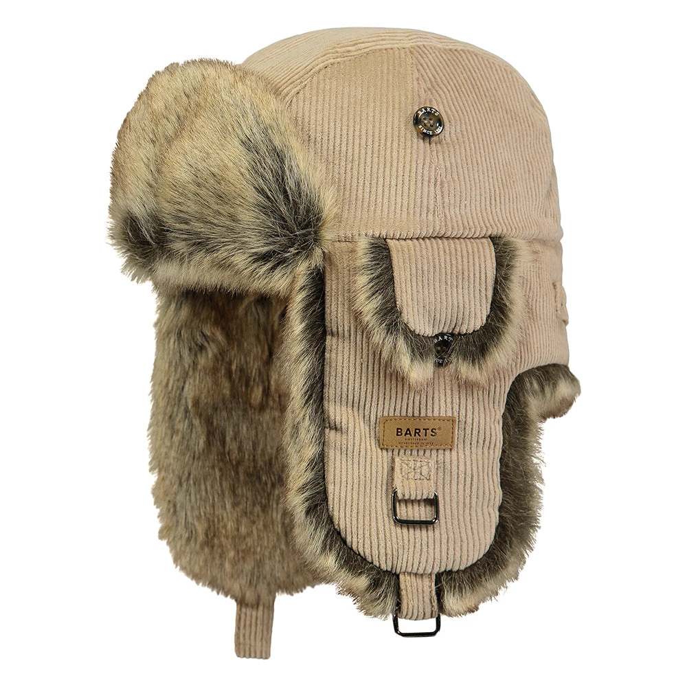 Barts Hats Corduroy Rib Faux Fur Bomber Trapper Hat - Walnut