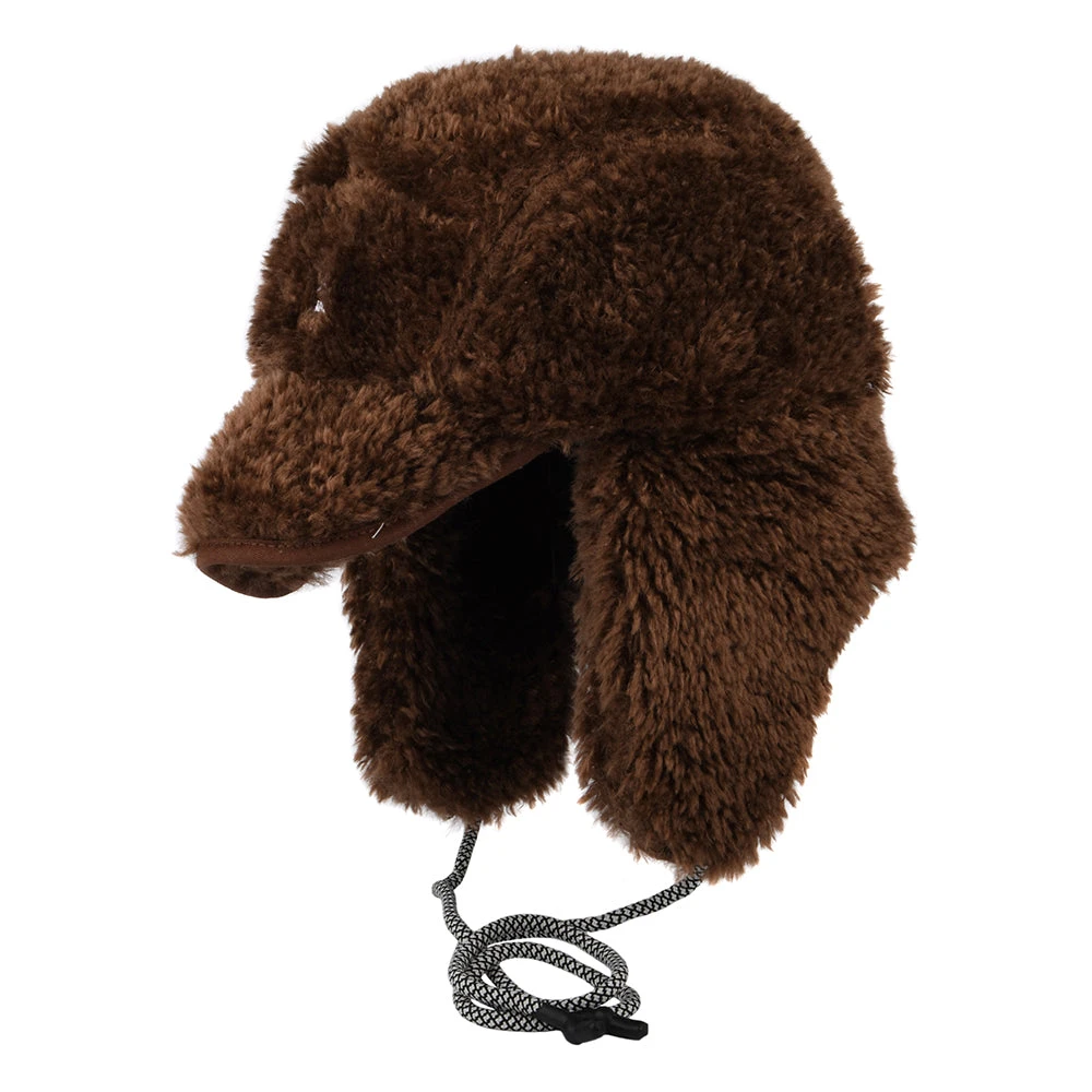 Kangol Faux Shearling Utility Flap Cap - Brown