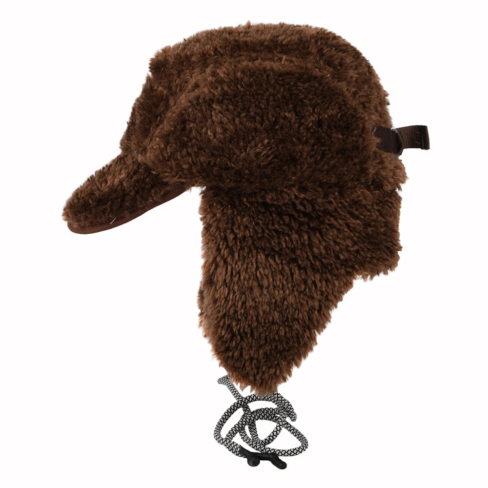 Kangol Faux Shearling Utility Flap Cap - Brown - Image 3