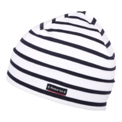 Armor-Lux Armor Lux Treguier Cotton Interlock Striped Beanie - White-Navy