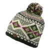 Kusan Big Diamond Fair Isle Bobble Hat - Olive-Multi