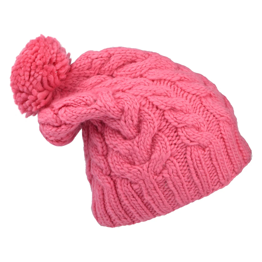 Kusan Oversized Bobble Hat - Bubblegum Pink - Image 2