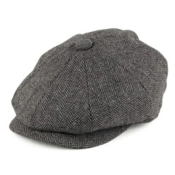 Jaxon & James Kids Herringbone Newsboy Cap - Charcoal