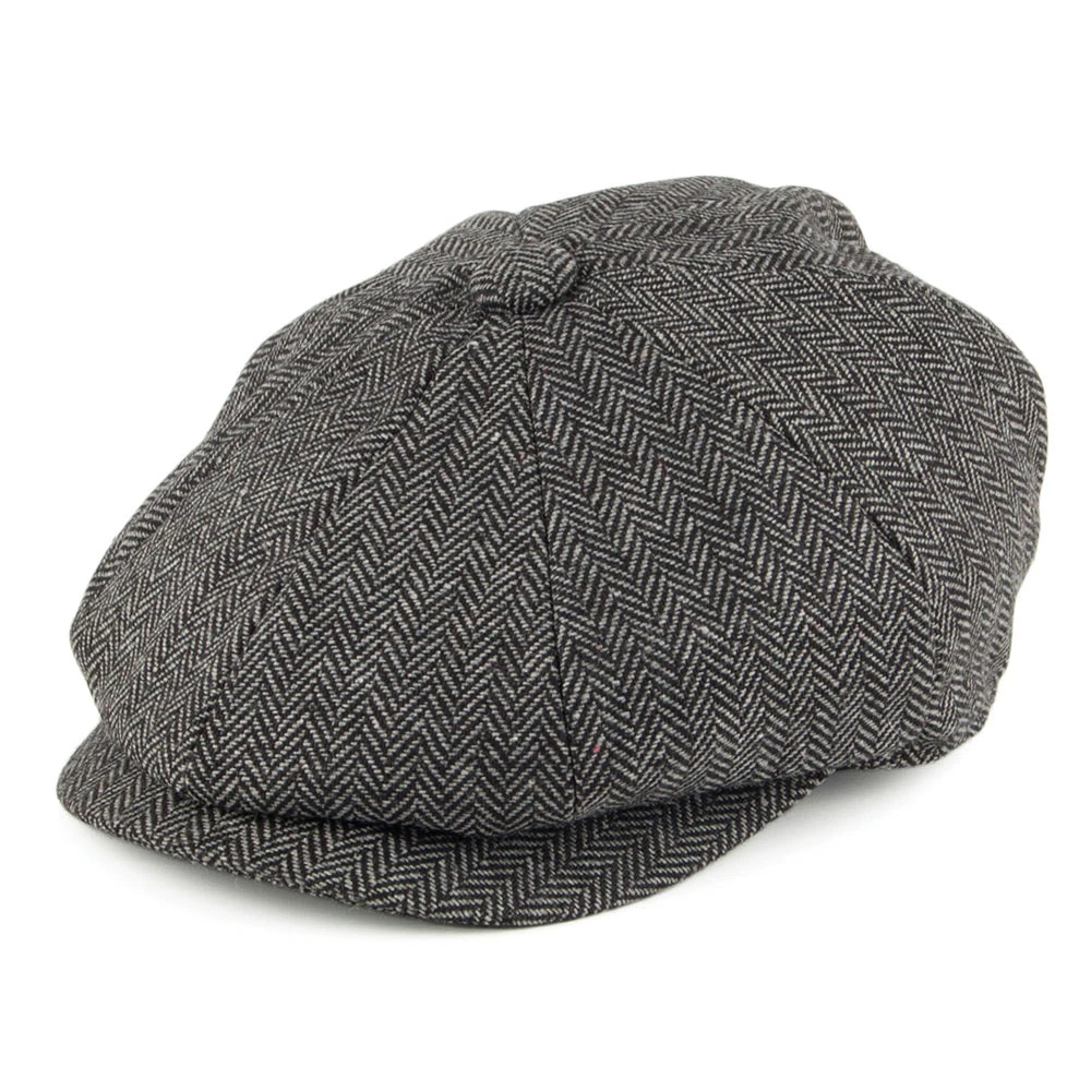 Jaxon & James Kids Herringbone Newsboy Cap - Charcoal