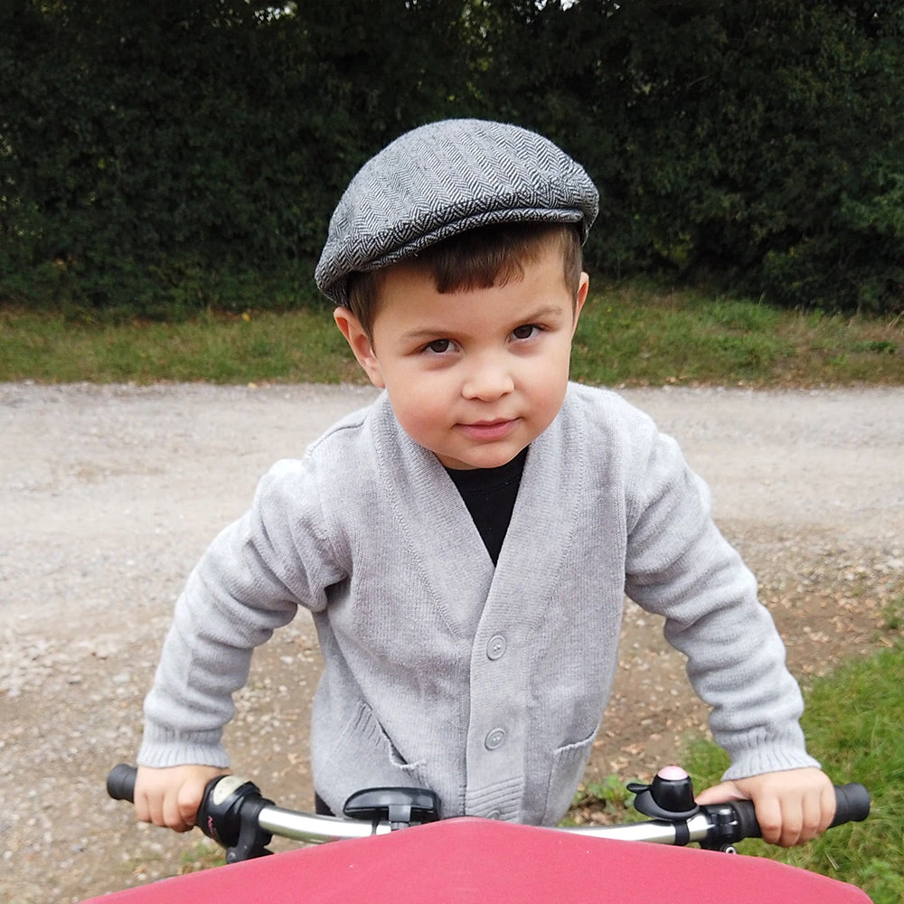 Jaxon & James Kids Herringbone Flat Cap - Grey - Image 4