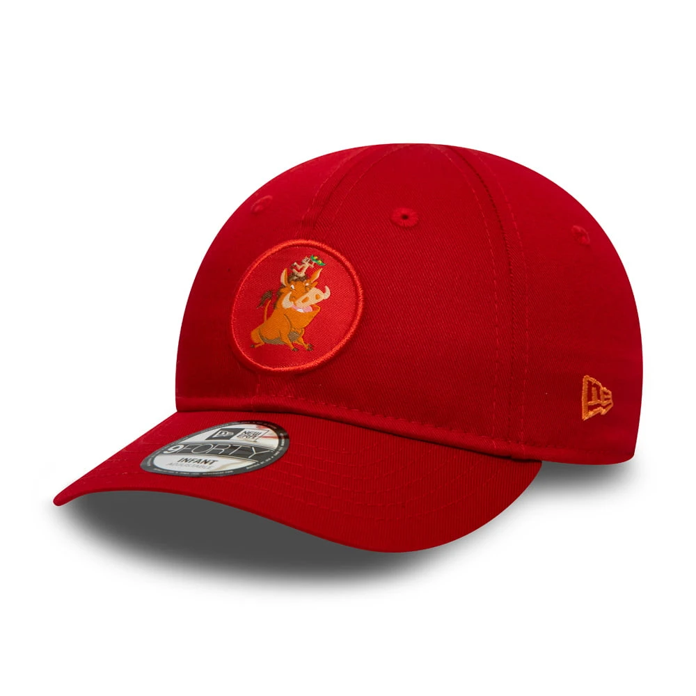 New Era Baby 9FORTY Timon And Pumbaa Baseball Cap - Disney Lion King Logo - Scarlet