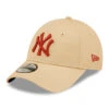 New Era Kids 9FORTY New York Yankees Baseball Cap - MLB League Essential - Oatmeal-Orange
