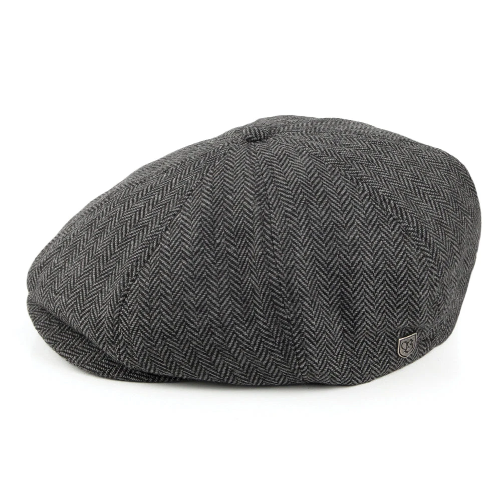Brixton Hats Kids Brood Herringbone Newsboy Cap - Grey-Black - Image 2