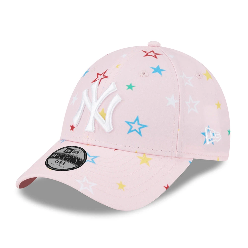 New Era Kids 9FORTY New York Yankees Baseball Cap - MLB Star AOP - Pink-White