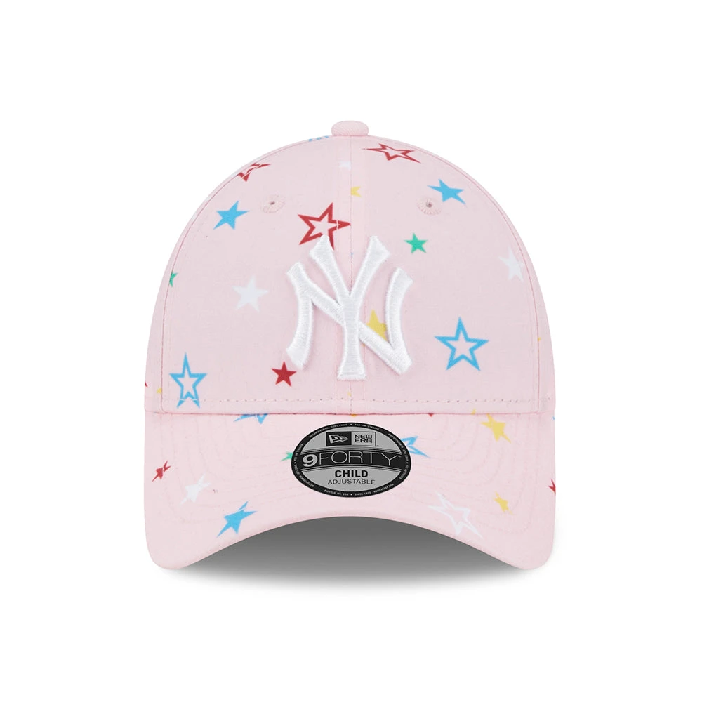 New Era Kids 9FORTY New York Yankees Baseball Cap - MLB Star AOP - Pink-White - Image 2