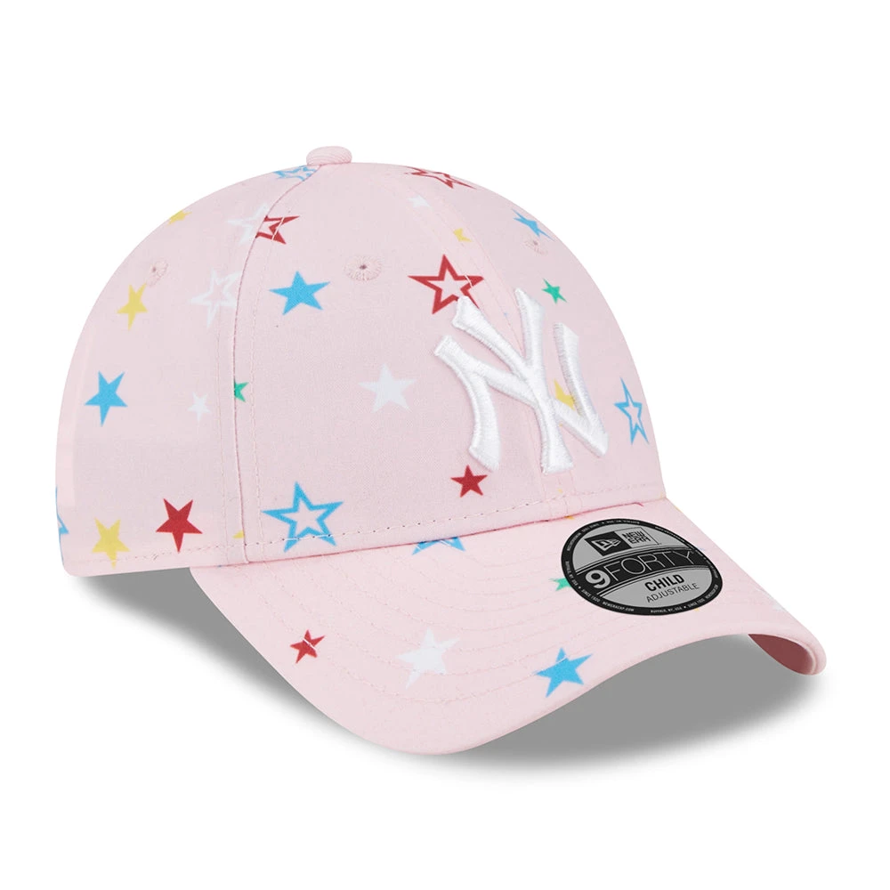 New Era Kids 9FORTY New York Yankees Baseball Cap - MLB Star AOP - Pink-White - Image 3