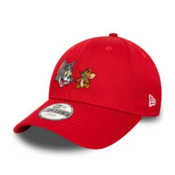 New Era Kids 9FORTY Tom And Jerry Baseball Cap - Multi Character - Scarlet