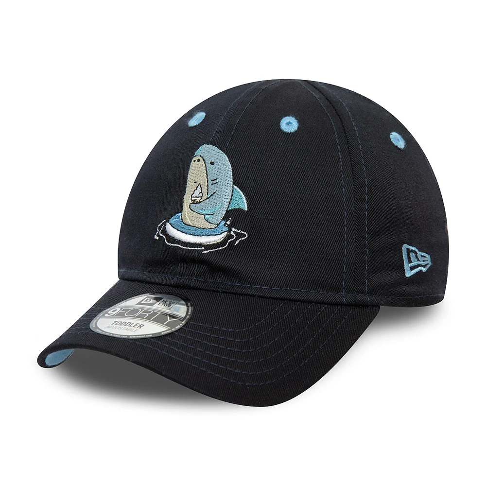 New Era Kids 9FORTY Shark Baseball Cap - NE Character - Navy-Sky