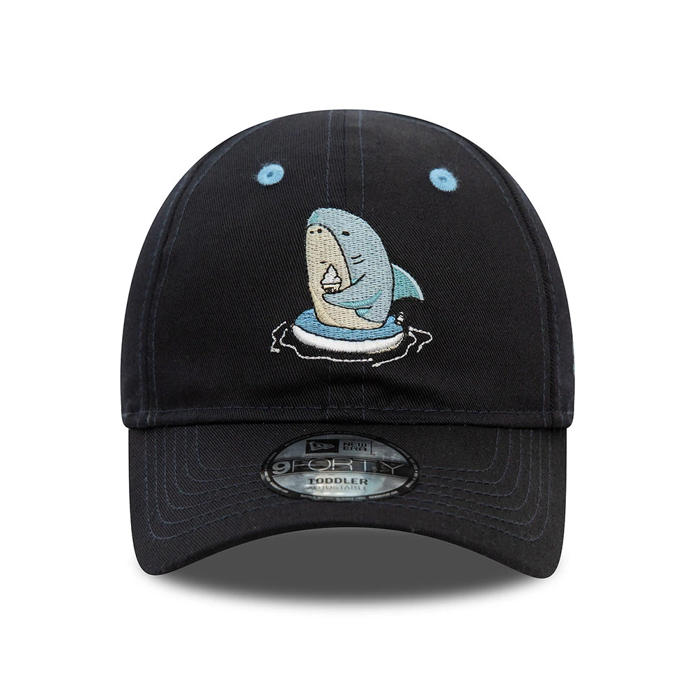 New Era Kids 9FORTY Shark Baseball Cap - NE Character - Navy-Sky - Image 2