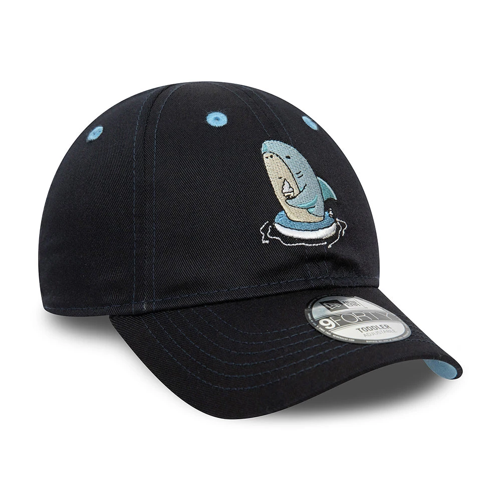 New Era Kids 9FORTY Shark Baseball Cap - NE Character - Navy-Sky - Image 3
