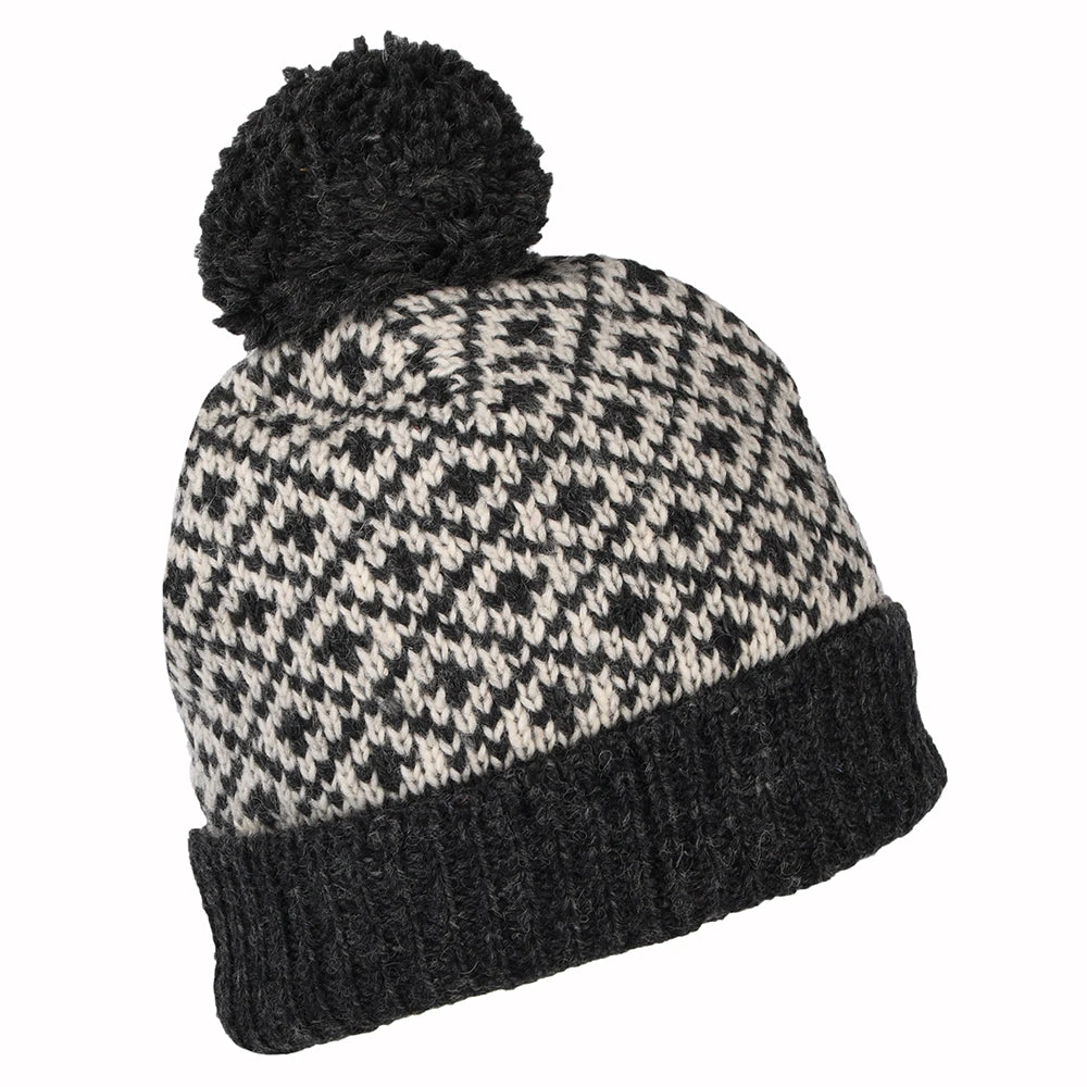 Kusan Fleur De Lis Bobble Hat - Charcoal - Image 2