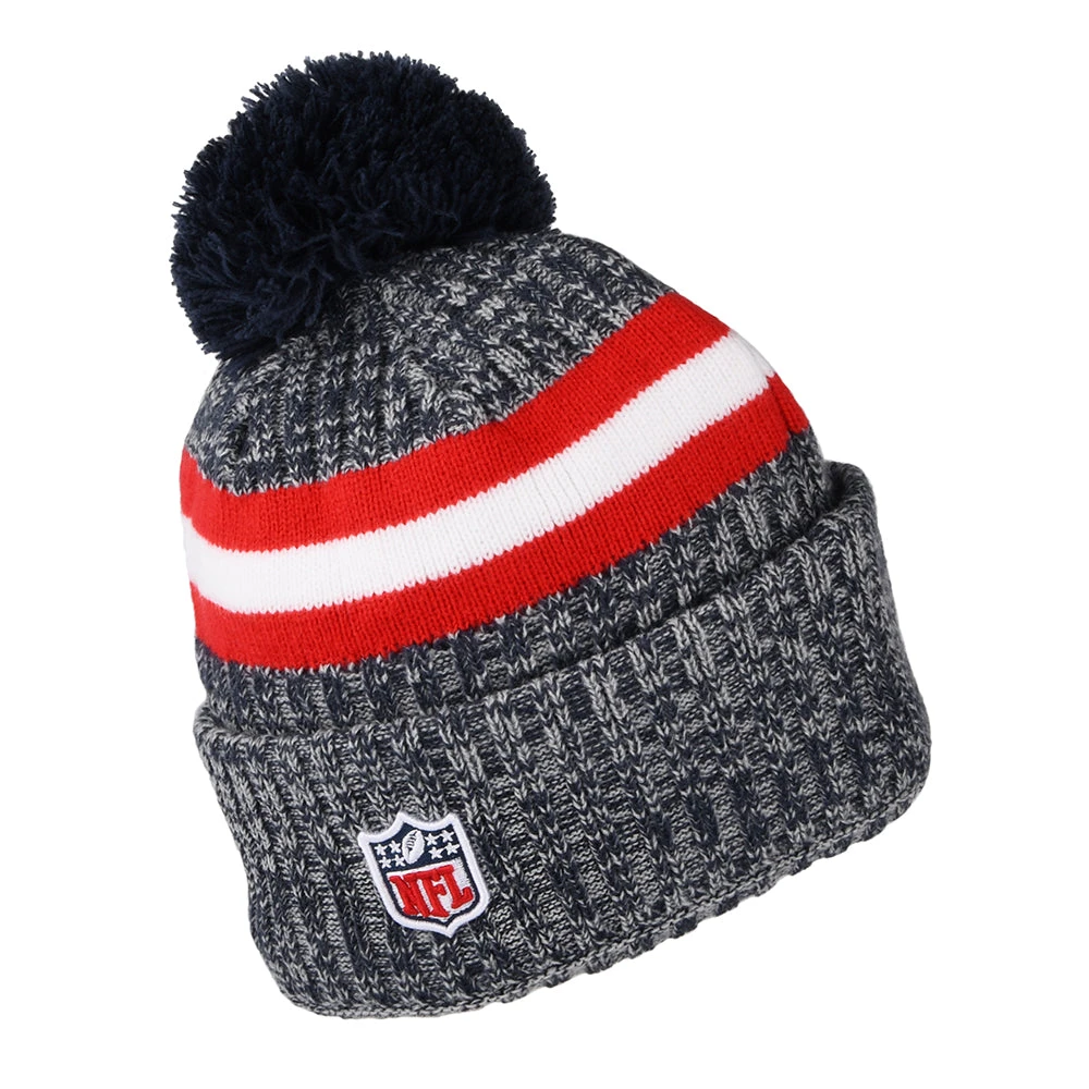 New Era New England Patriots Bobble Hat - NFL Sideline Sport Knit - Blue-Red - Image 2