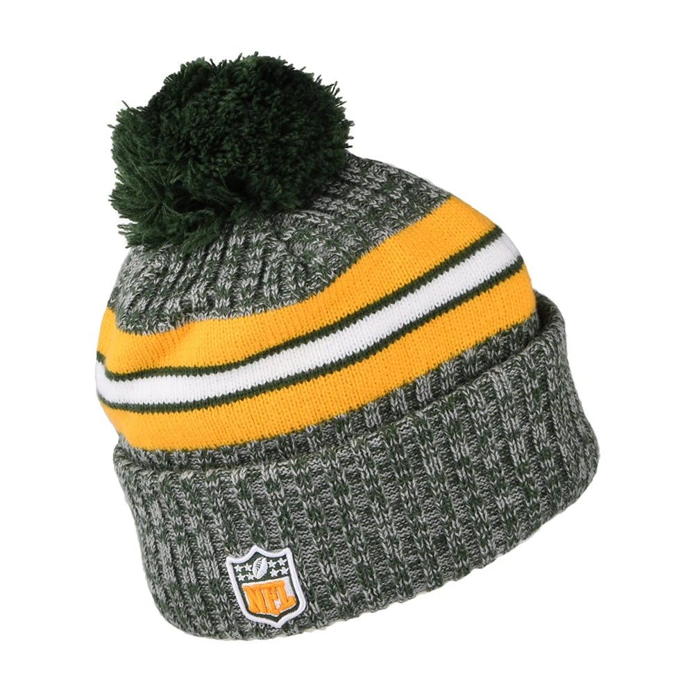 New Era Green Bay Packers Bobble Hat - NFL Sideline Sport Knit - Green-Yellow - Image 2
